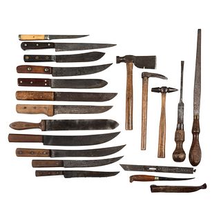 A Group of Kitchen Knives and Other Wooden-Handled Tools