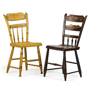 Two Paint and Stencil-Decorated Hitchcock Chairs