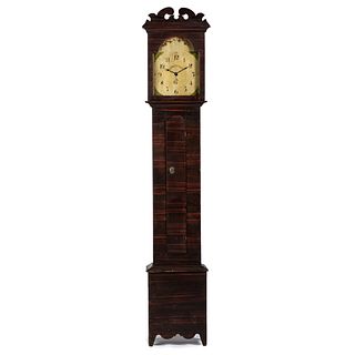An Ohio Grain Paint-Decorated Maple Tall Case Clock and Dial