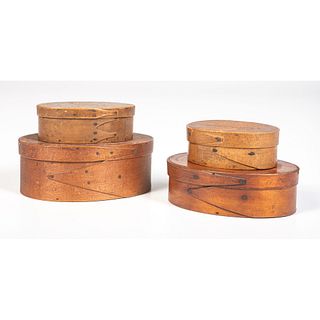 Four Bentwood Pantry Boxes, Including One From Pittstown, New York