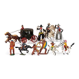 A Large Group of Cast Iron and Metal Western-Themed Toy Figurines