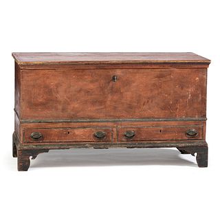 A Chippendale Grain Painted Poplar and Pine Two-Drawer Blanket Chest 