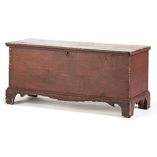 A Chippendale Red-Painted Pine and Poplar Blanket Chest