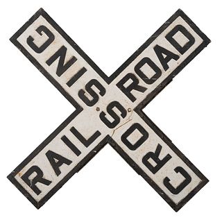 A Railroad Crossing Metal Sign