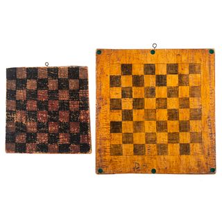 Two Paint Decorated Double-Sided Game Boards