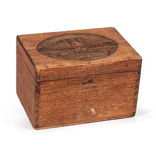 An Eagle-Carved Walnut Artist's Box