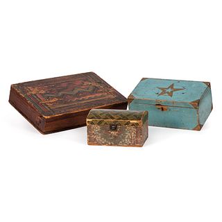 Three Paint Decorated Boxes