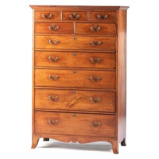 A Chippendale Pennsylvania Walnut Tall Chest of Drawers