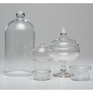 A Group of Pittsburgh Blown Glass, Including a Compote and Canister