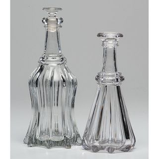 Two Pittsburgh Glass Pillar-Molded Decanters