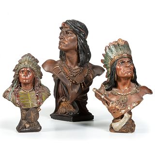 Three Cigar Store Native American Advertising Busts