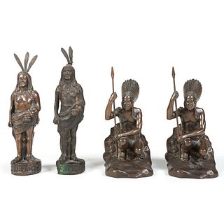 A Pair of Native American Bookends and Doe Wah Jack Advertising Figures