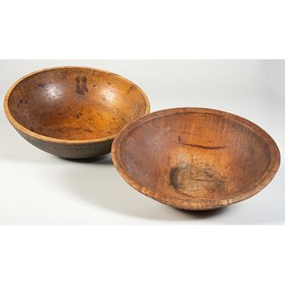 Two Large Turned Wooden Bowls