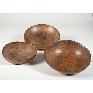 Three Burlwood Bowls