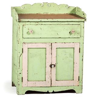 A Country Green and White Painted Pine Washstand
