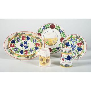 A Group of Stick Spatter Ironstone Tableware with Rabbits