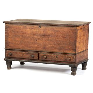 A Federal Grain Painted Pine and Poplar Two Drawer Blanket Chest