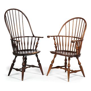 Two Wallace Nutting Bow-Back Windsor Armchairs