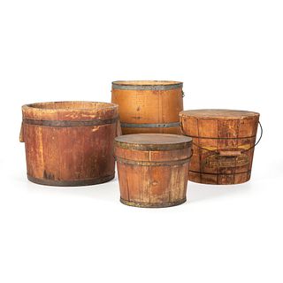 Four Wooden Storage Buckets 