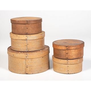 Five Bentwood Pantry Boxes
