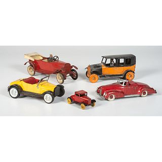Five Tin and Metal Toy Cars