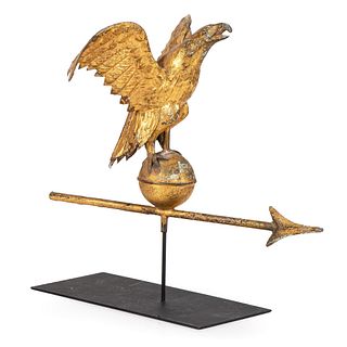A Parcel-Gilt Molded Copper and Cast-Zinc Spread-Wing Eagle Weathervane