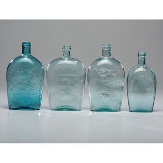 Four Pittsburgh Glass Flasks