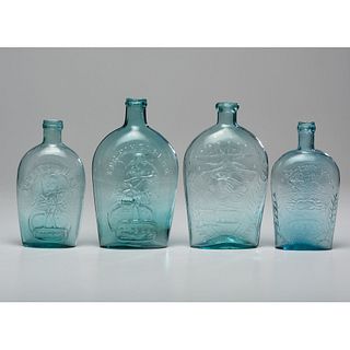 Four Pittsburgh Glass Flasks