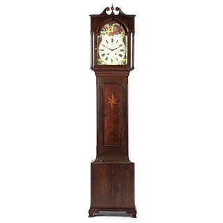 A Chippendale Star Inlaid Mahogany Tall Case Clock