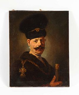(After) Rembrandt, A Polish Nobleman, Oil on Canvas Painting, 19th Century