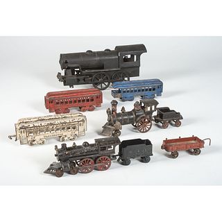Nine Cast Iron Toy Train Parts
