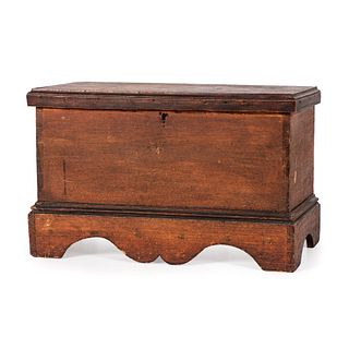 A Federal Red-Stained and Part Ebonized Diminutive Blanket Chest