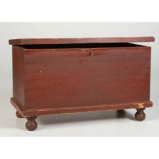 A Federal Red-Stained Poplar and Pine Diminutive Blanket Chest