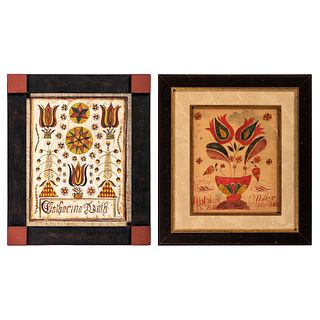 Two Pennsylvania Painted Bookplates