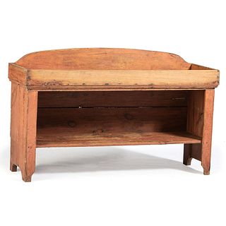 A Country Red-Washed Pine Crock Bench or Dry Sink