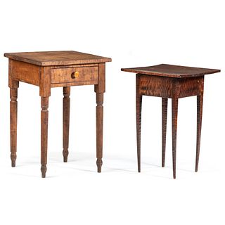 Two Classical Tiger Maple Side Tables