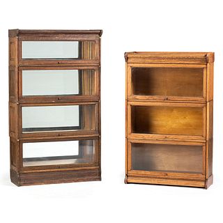 Two Oak Barrister Bookcases