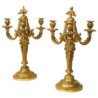 Very Fine and Elegant Pair of French Louis XV Style Ormolu Bronze Candelabra