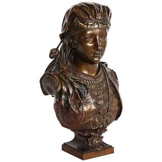 An Exquisite French Multi-Patinated Orientalist Bronze Bust of Beauty, by RimbezC. 1870