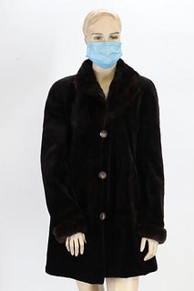 Brown Sheared Mink Coat with Long Mink Collar