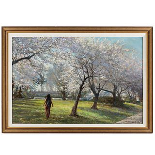 Nathaniel K. Gibbs. "Walk Through Blossoms," oil