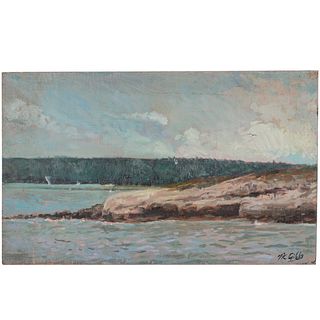 Nathaniel K. Gibbs. Rocks by the Lake, oil