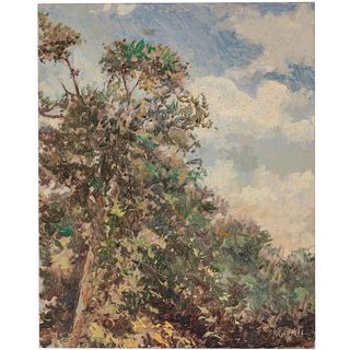 Nathaniel K. Gibbs. Treetops, oil