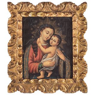 Spanish Colonial, 19th c. Madonna and Child, oil