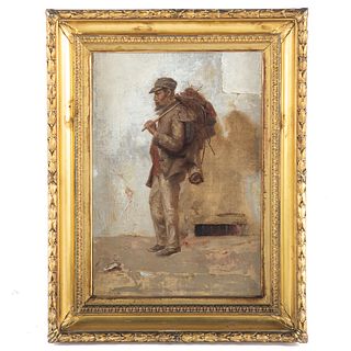 Artist Unknown, 19th c. Itinerant Man, oil
