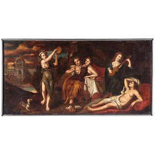 Continental School, 17th c. Classical Scene, oil