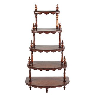 Victorian Style Mahogany / Leather Etagere
