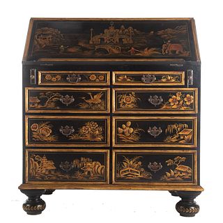 William & Mary Style Japanned Slant Front Desk
