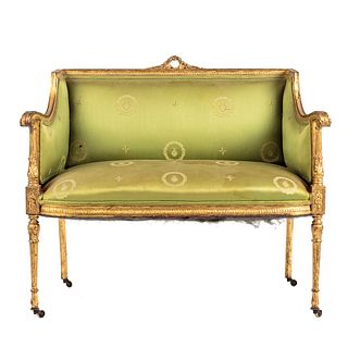 Louis XVI Style Carved Giltwood Settee