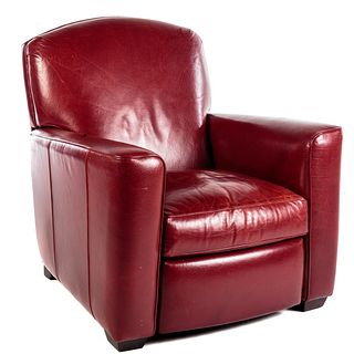 Crate & Barrel Contemporary Red Leather Recliner